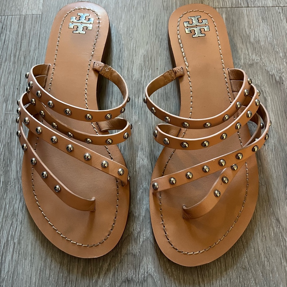 Tory Burch Brown Studded Sandals
